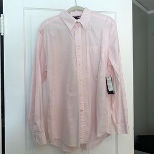 Tommy Hilfiger NWT Pink striped classic button down with pocket - Large